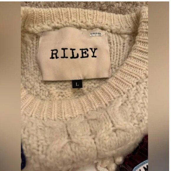 Free People Riley 1880 VINTAGE PATCHED UP SWEATER Patchwork Wool size L - Picture 12 of 13